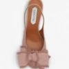 Ballerina con tacco in pelle e cinturino posteriore Ballerina con tacco in pelle e cinturino posteriore