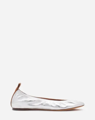 Ballerina piatta in pelle metallizzata