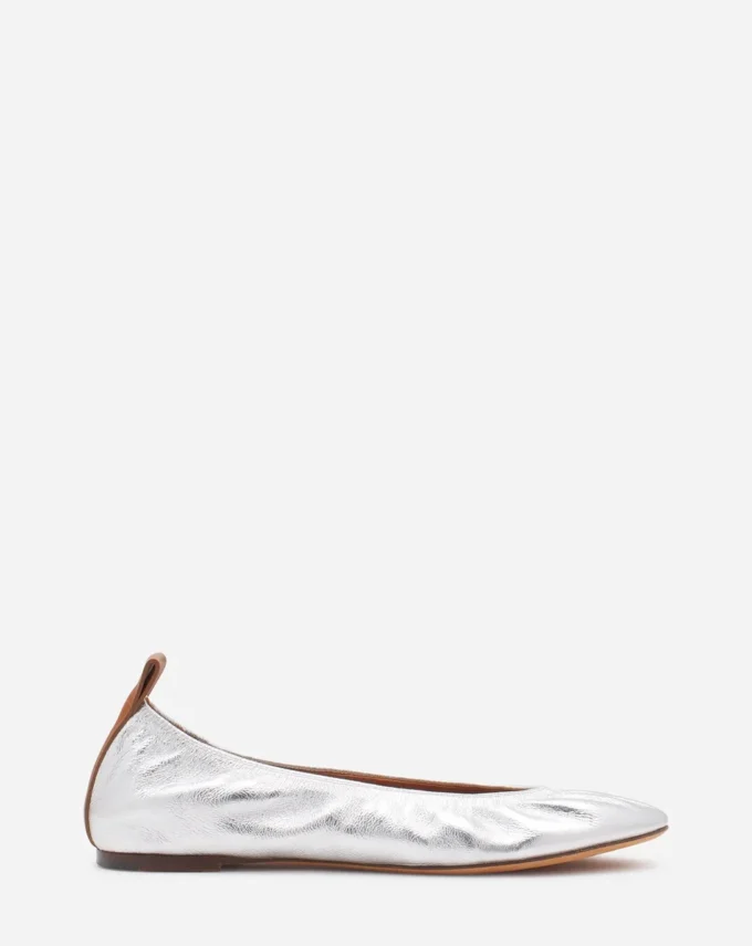 Ballerina piatta in pelle metallizzata Ballerina piatta in pelle metallizzata