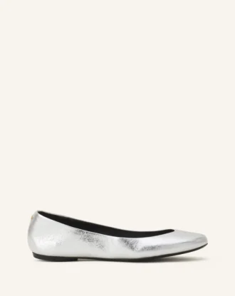 Ballerina piatta in pelle metallizzata