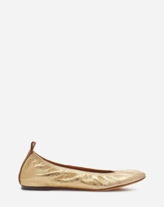 Ballerina piatta in pelle metallizzata