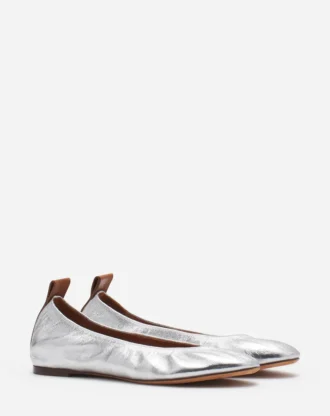 Ballerina piatta in pelle metallizzata