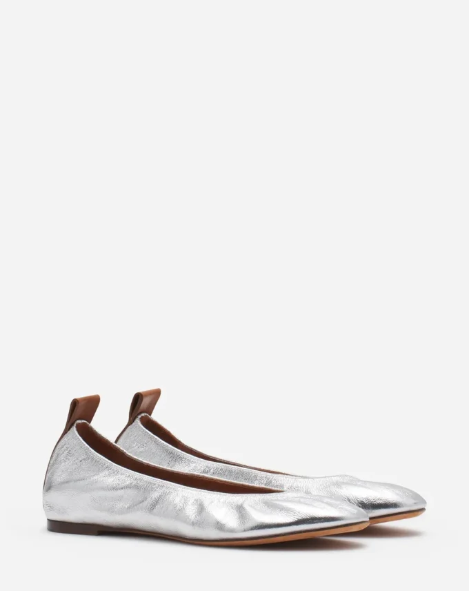 Ballerina piatta in pelle metallizzata Ballerina piatta in pelle metallizzata
