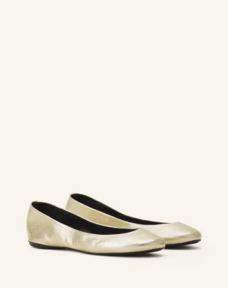 Ballerina piatta in pelle metallizzata