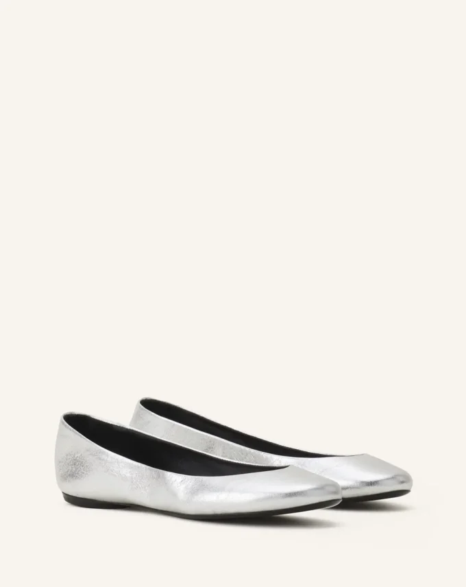 Ballerina piatta in pelle metallizzata Ballerina piatta in pelle metallizzata