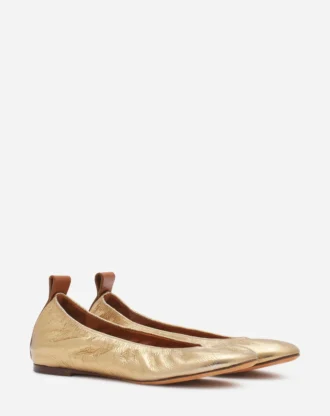 Ballerina piatta in pelle metallizzata