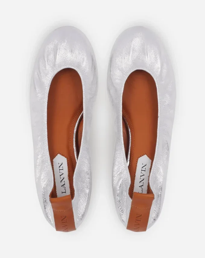 Ballerina piatta in pelle metallizzata Ballerina piatta in pelle metallizzata