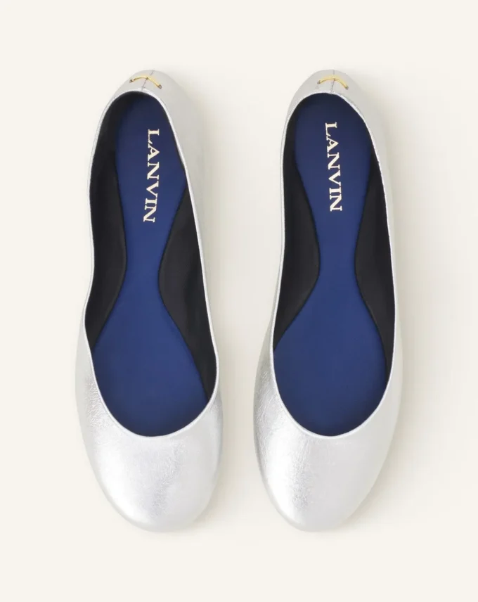Ballerina piatta in pelle metallizzata Ballerina piatta in pelle metallizzata