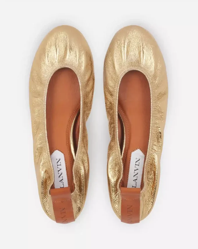 Ballerina piatta in pelle metallizzata Ballerina piatta in pelle metallizzata