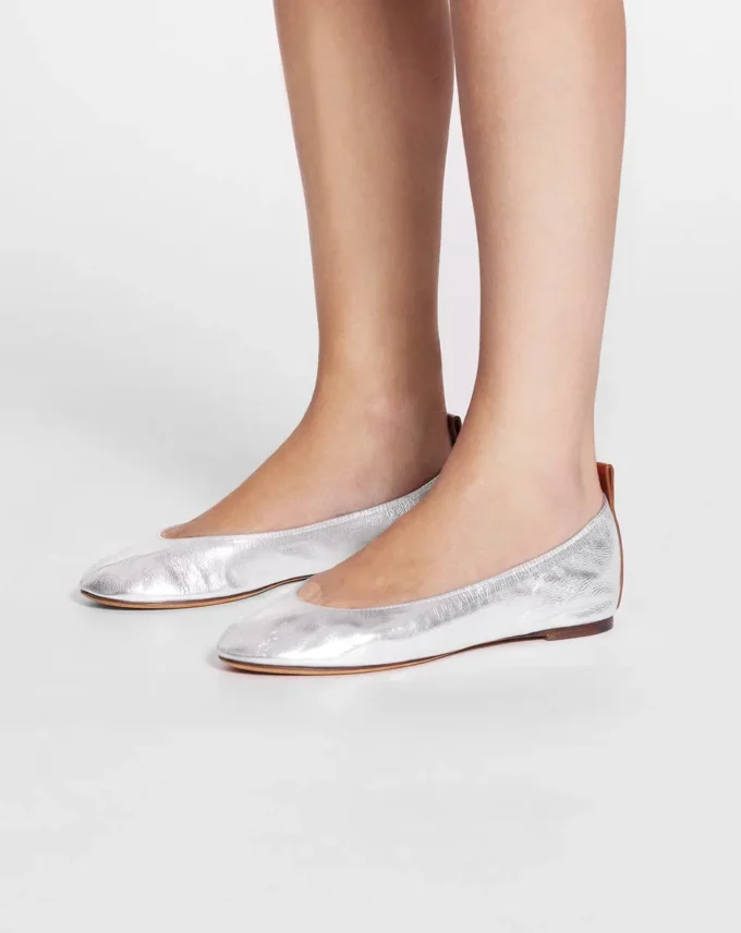 Ballerina piatta in pelle metallizzata Ballerina piatta in pelle metallizzata