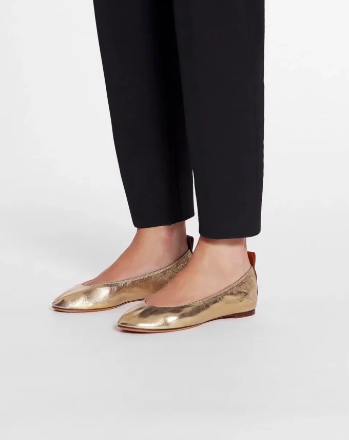 Ballerina piatta in pelle metallizzata Ballerina piatta in pelle metallizzata