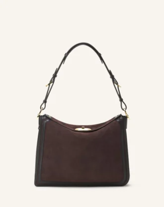 Borsa asimmetrica Compagnon in pelle scamosciata