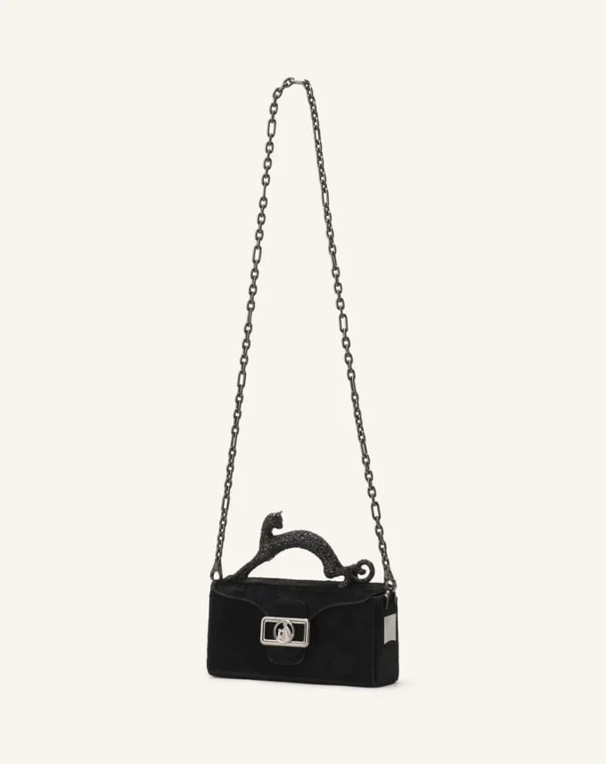 Borsa in pelle Nano con effetto pony e strass Pencil Cat Borsa in pelle Nano con effetto pony e strass Pencil Cat