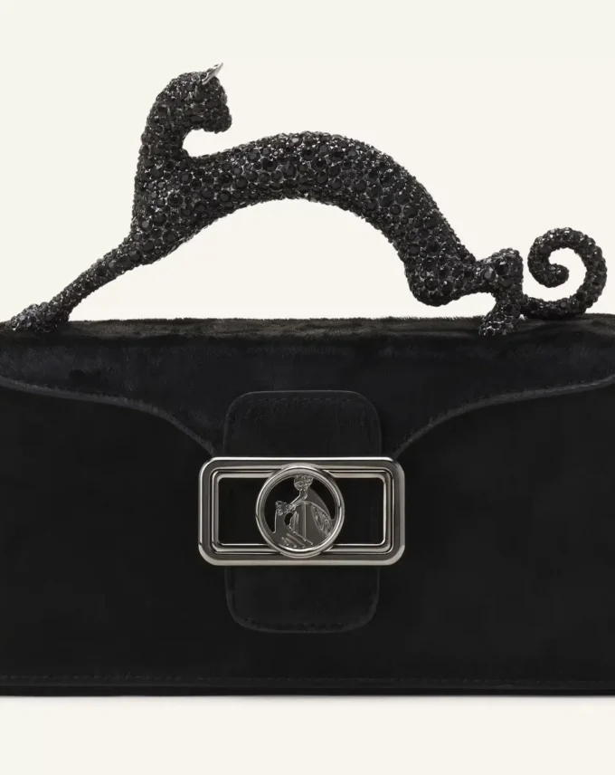 Borsa in pelle Nano con effetto pony e strass Pencil Cat Borsa in pelle Nano con effetto pony e strass Pencil Cat