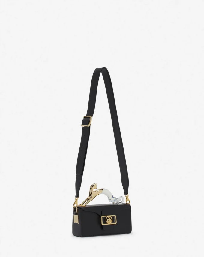 Borsa in pelle Pencil Cat Nano con gatto bimateriale Borsa in pelle Pencil Cat Nano con gatto bimateriale