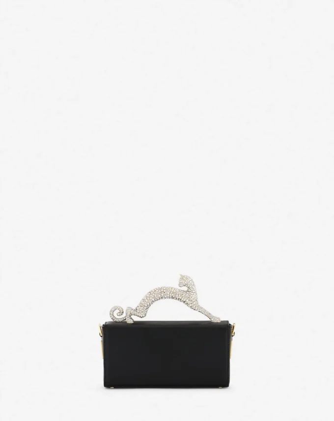 Borsa Nano Pencil Cat in pelle e strass Borsa Nano Pencil Cat in pelle e strass