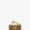 Borsa Nano Pencil Cat in pelle martellata metallizzata