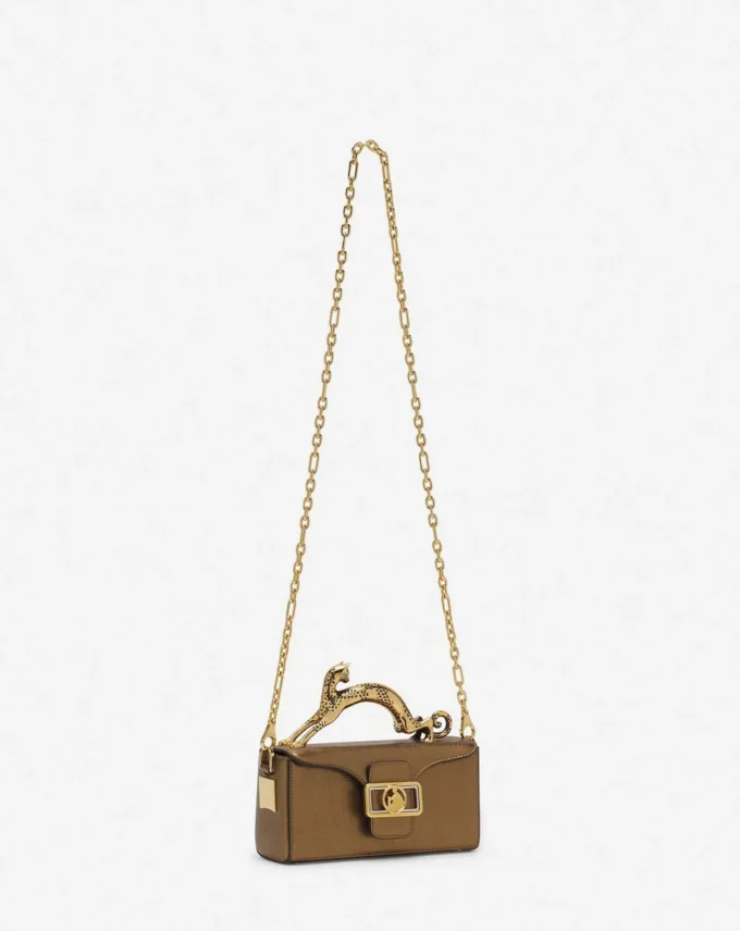 Borsa Nano Pencil Cat in pelle martellata metallizzata