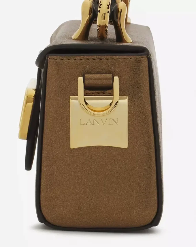 Borsa Nano Pencil Cat in pelle martellata metallizzata
