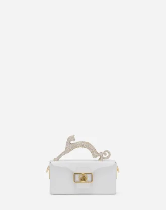 Borsa Pencil Cat in pelle e strass