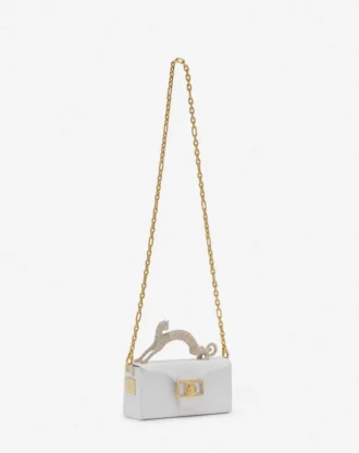 Borsa Pencil Cat in pelle e strass