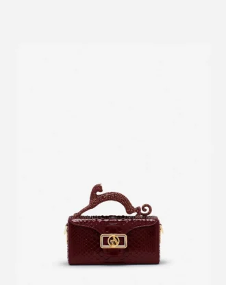 Borsa Pencil Cat Python e strass