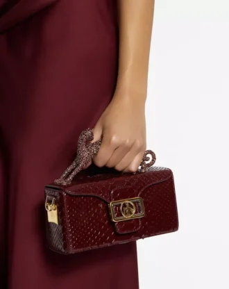 Borsa Pencil Cat Python e strass