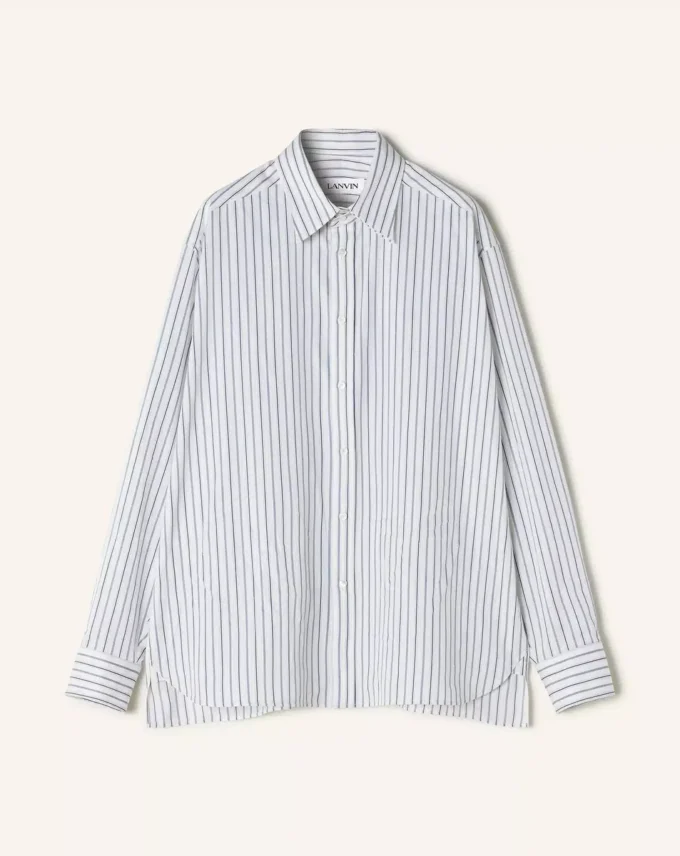 Camicia oversize in popeline di cotone a righe Camicia oversize in popeline di cotone a righe