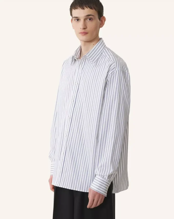 Camicia oversize in popeline di cotone a righe Camicia oversize in popeline di cotone a righe