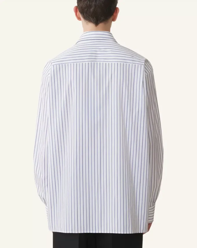Camicia oversize in popeline di cotone a righe Camicia oversize in popeline di cotone a righe