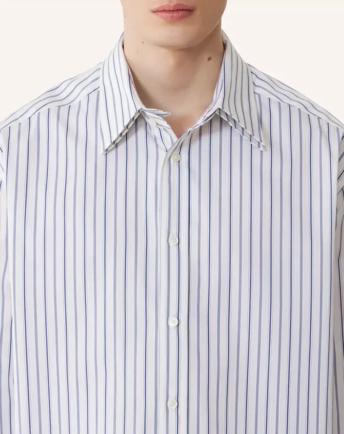 Camicia oversize in popeline di cotone a righe Camicia oversize in popeline di cotone a righe