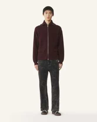 Cardigan con zip in cashmere