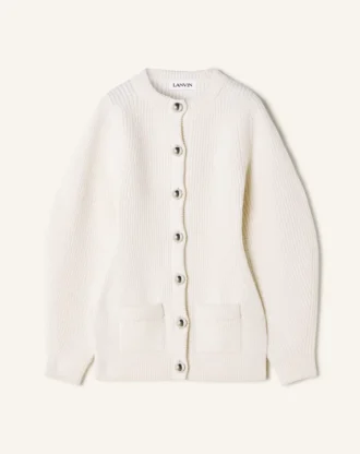 Cardigan in lana a coste