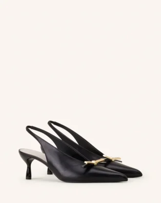 Décolleté con cinturino posteriore e fiocco in pelle Lanvin