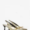 Décolleté con cinturino posteriore e fiocco Lanvin in pelle metallizzata craquelé Décolleté con cinturino posteriore e fiocco Lanvin in pelle metallizzata craquelé
