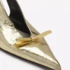 Décolleté con cinturino posteriore e fiocco Lanvin in pelle metallizzata craquelé Décolleté con cinturino posteriore e fiocco Lanvin in pelle metallizzata craquelé