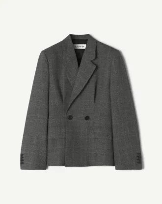 Giacca doppiopetto sartoriale in lana Principe di Galles