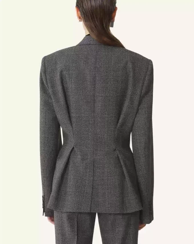 Giacca doppiopetto sartoriale in lana Principe di Galles Giacca doppiopetto sartoriale in lana Principe di Galles