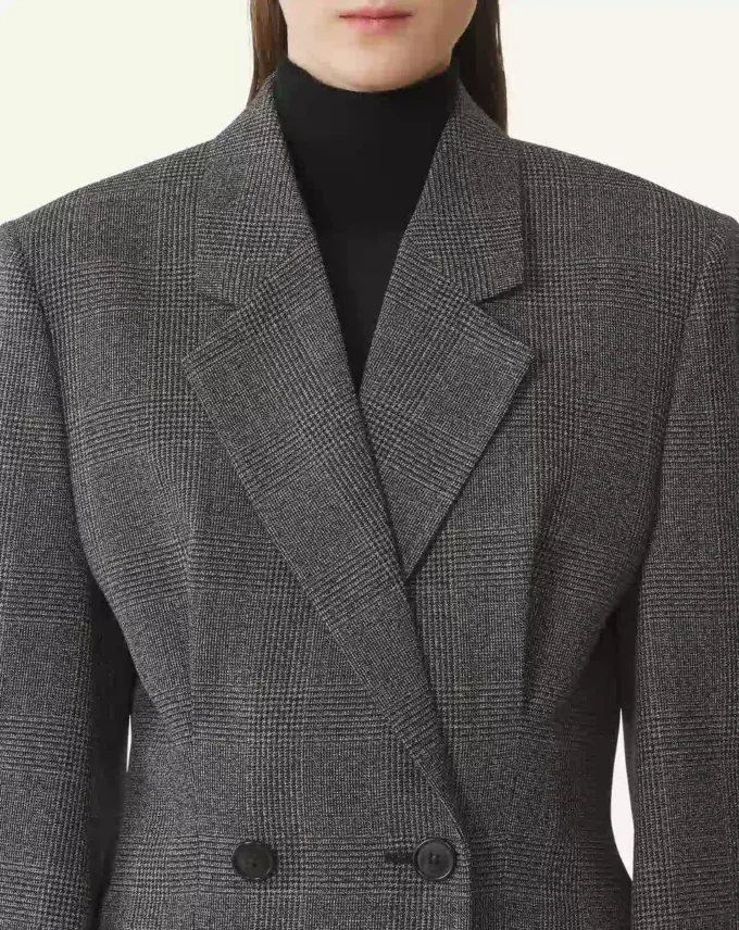 Giacca doppiopetto sartoriale in lana Principe di Galles Giacca doppiopetto sartoriale in lana Principe di Galles
