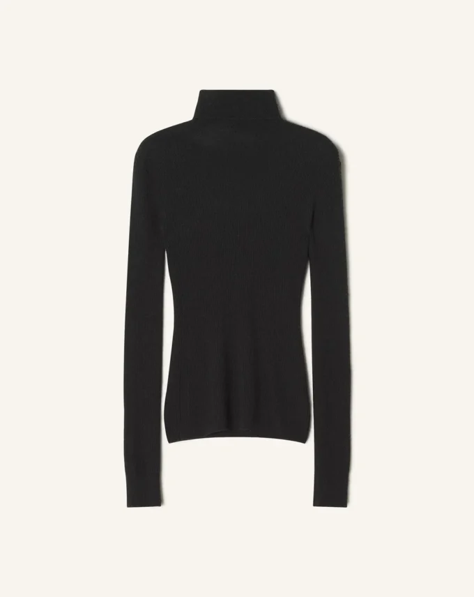 Maglione a collo alto in lana merino e seta Maglione a collo alto in lana merino e seta