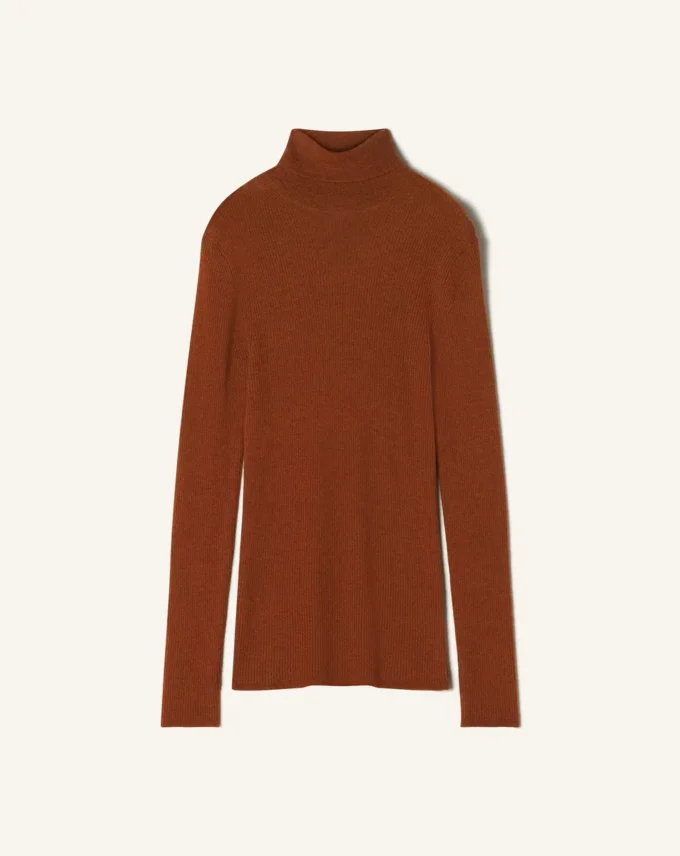 Maglione a collo alto in lana merino e seta Maglione a collo alto in lana merino e seta