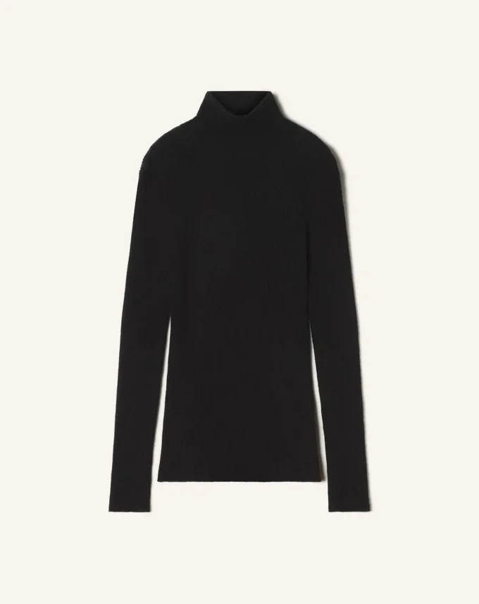 Maglione a collo alto in lana merino e seta Maglione a collo alto in lana merino e seta