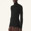 Maglione a collo alto in lana merino e seta Maglione a collo alto in lana merino e seta