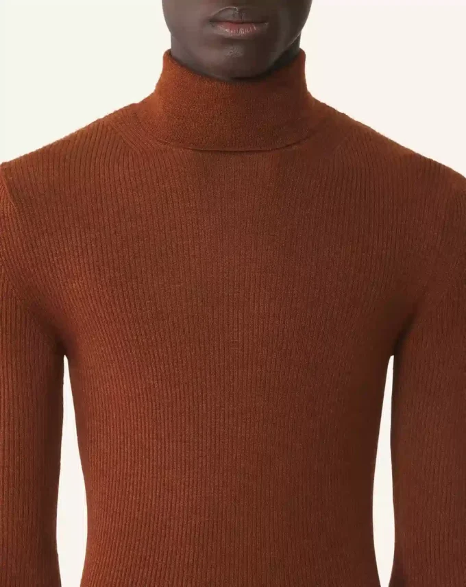Maglione a collo alto in lana merino e seta Maglione a collo alto in lana merino e seta