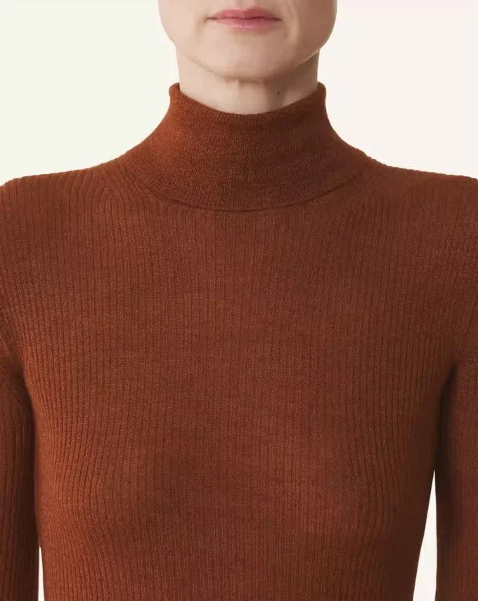 Maglione a collo alto in lana merino e seta Maglione a collo alto in lana merino e seta