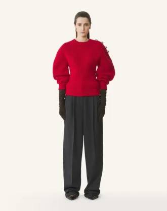 Maglione a coste in lana