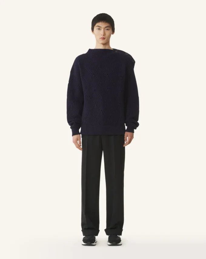 Maglione in lana con dettagli a rombi Maglione in lana con dettagli a rombi