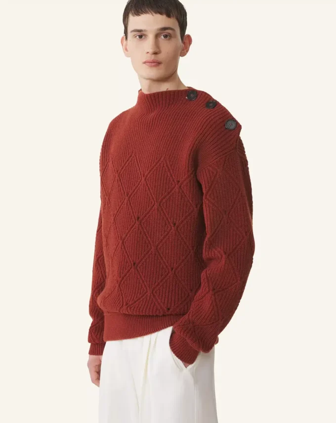 Maglione in lana con dettagli a rombi Maglione in lana con dettagli a rombi