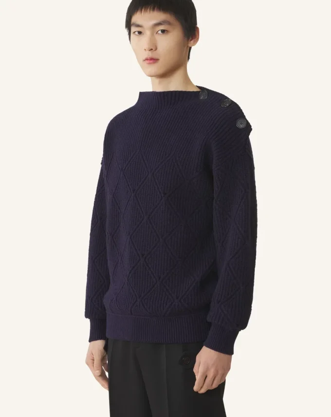 Maglione in lana con dettagli a rombi Maglione in lana con dettagli a rombi