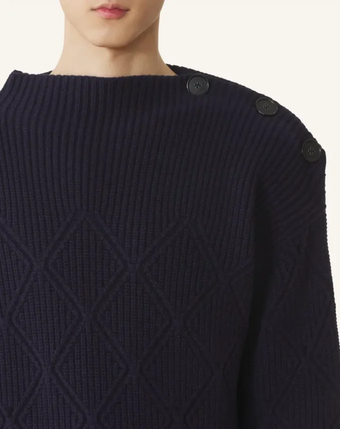 Maglione in lana con dettagli a rombi Maglione in lana con dettagli a rombi